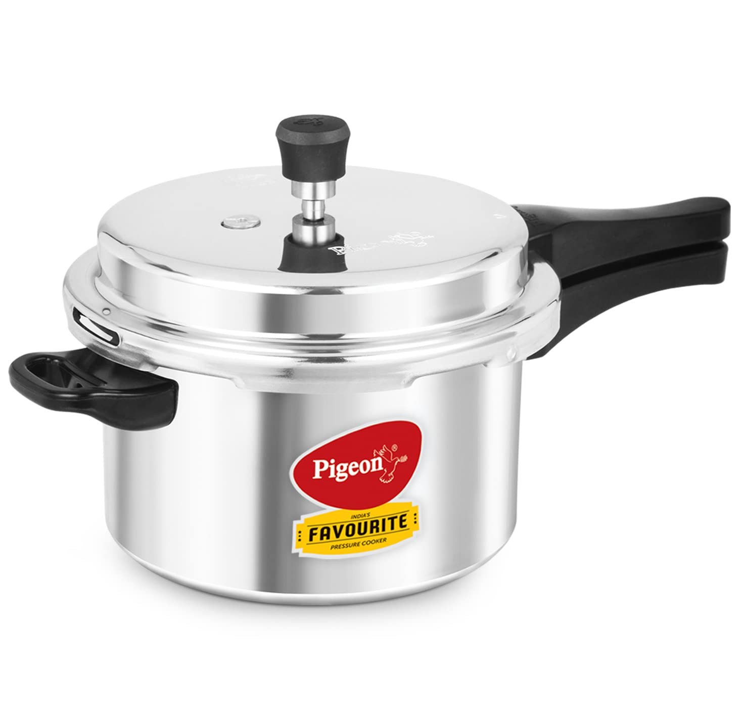 Pigeon  Aluminium Pressure Cooker with Outer Lid Induction and Gas Stove Compatible 5 Litre Capacity for Healthy Cooking (Silver)